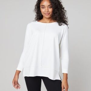 SPANX Perfect Length Dolman 3/4 Sleeve Sweatshirt in White Powder